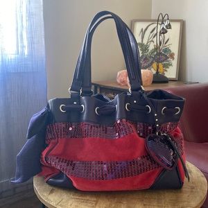 Juicy Couture Bag Sequin Red Purple Heart